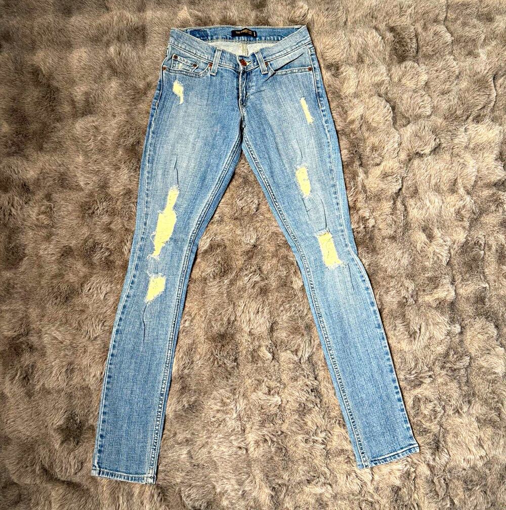 Levi’s Too Superlow Women’s Skinny Jeans Blue Light Wash Distressed Stretch Y2K